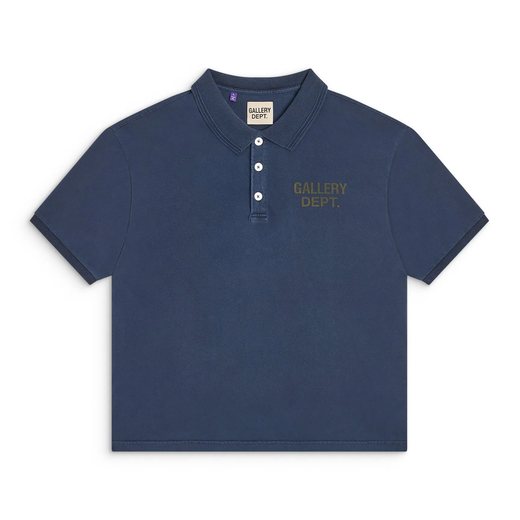 p116 649#Gallery Dept New classic basic style letter LOGO basic slogan Polo short-sleeved T-shirt double yarn pure cotton short Tee black navy blue S～XL